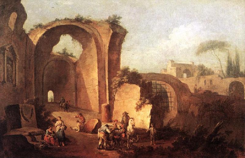 ZAIS, Giuseppe Landscape with Ruins and Archway France oil painting art